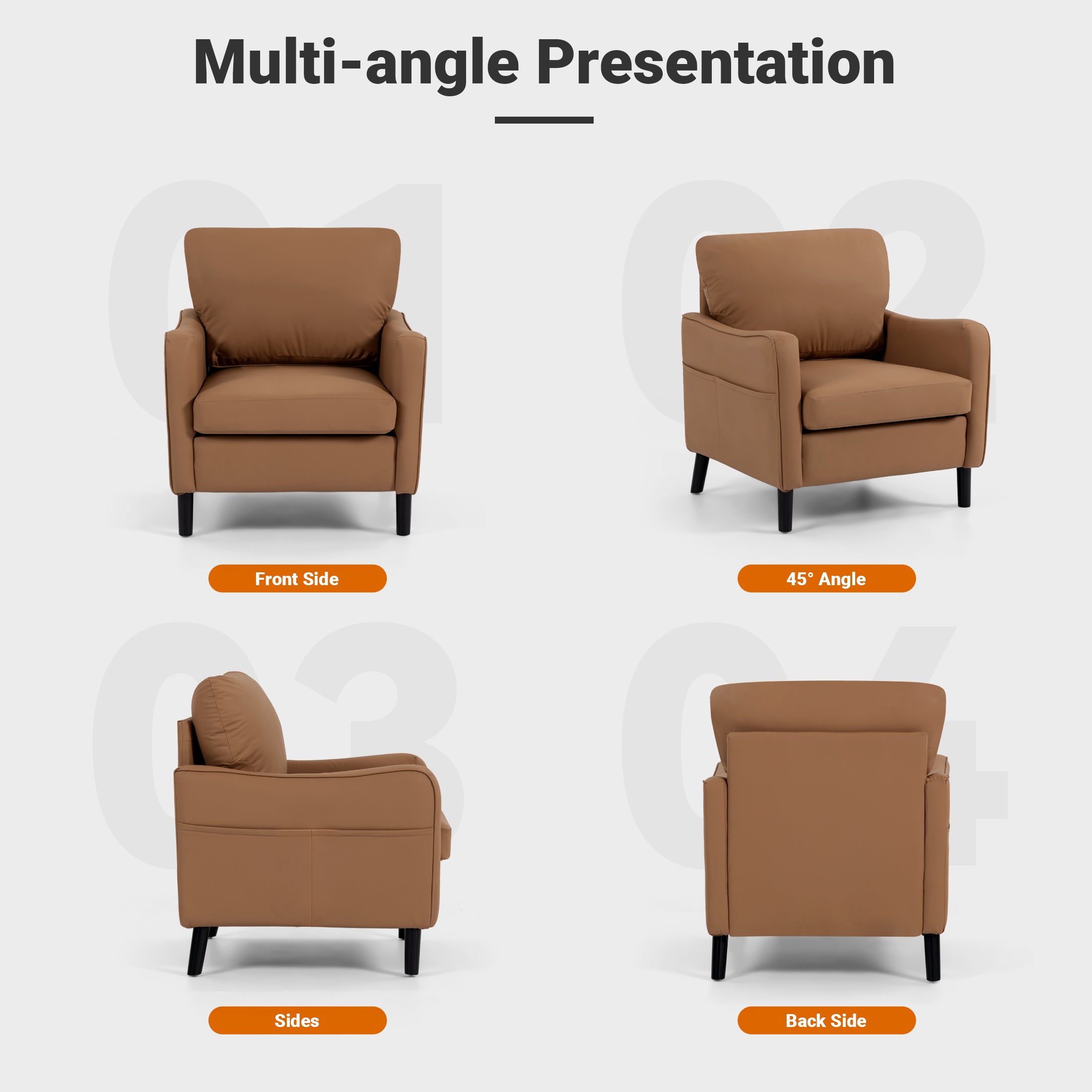 Comfortable Reading Chair for the Living Room or Study ACS-02 PU Brown