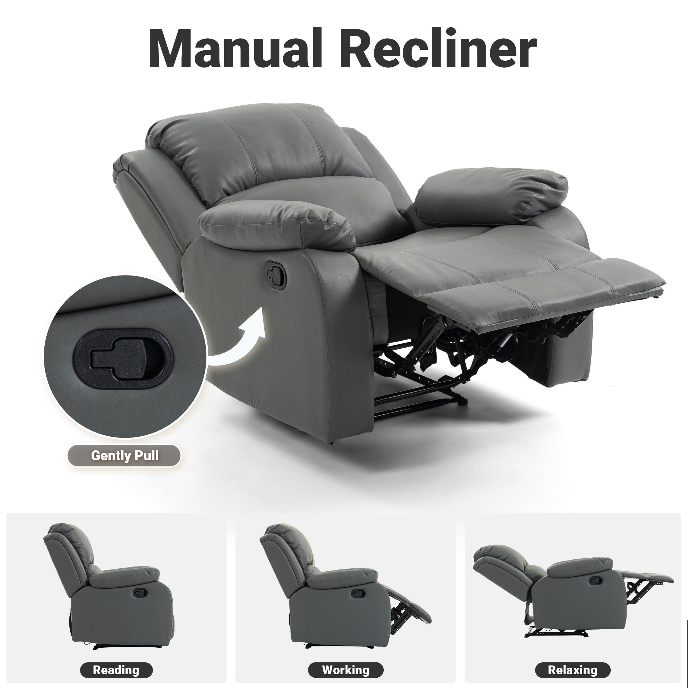 Manual Recliner PU NHO-01 Light Gray