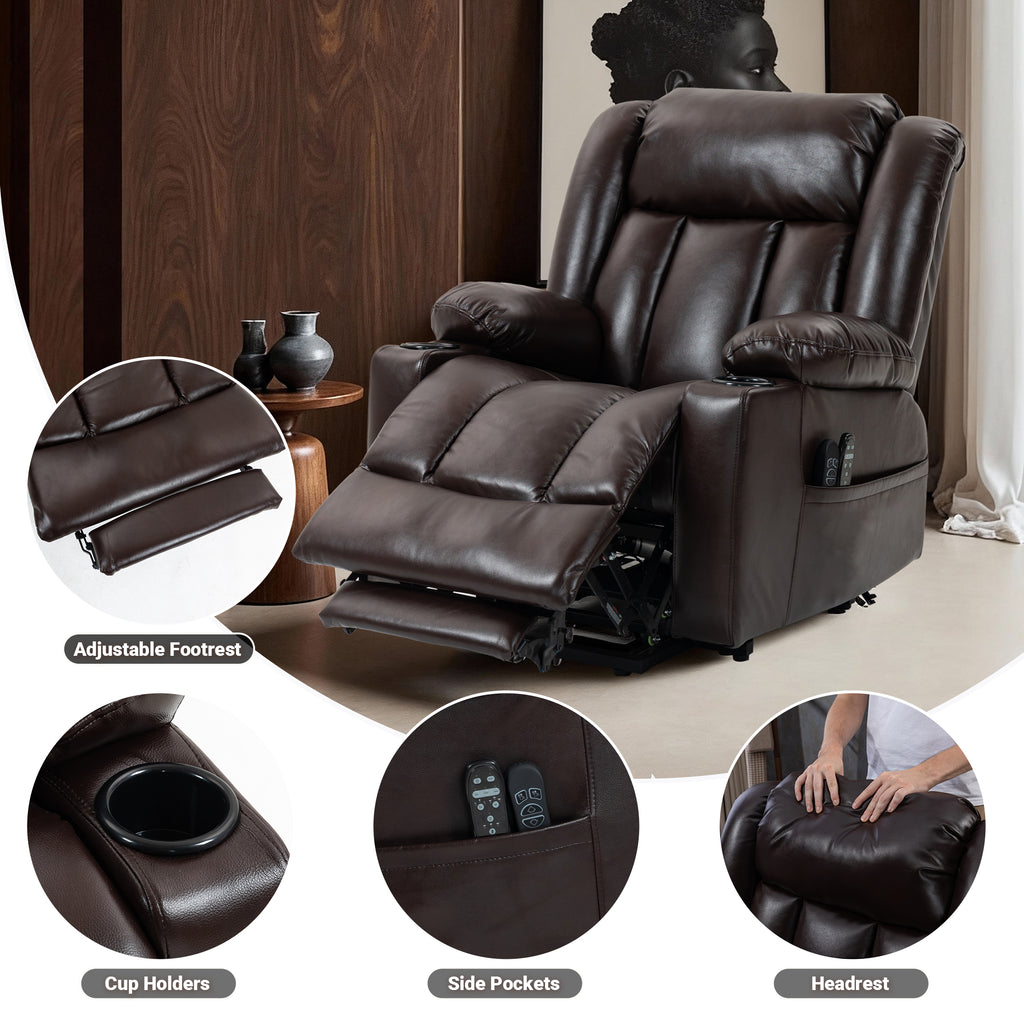 Leather Power Lift Recliner ED-01 Reddish Brown