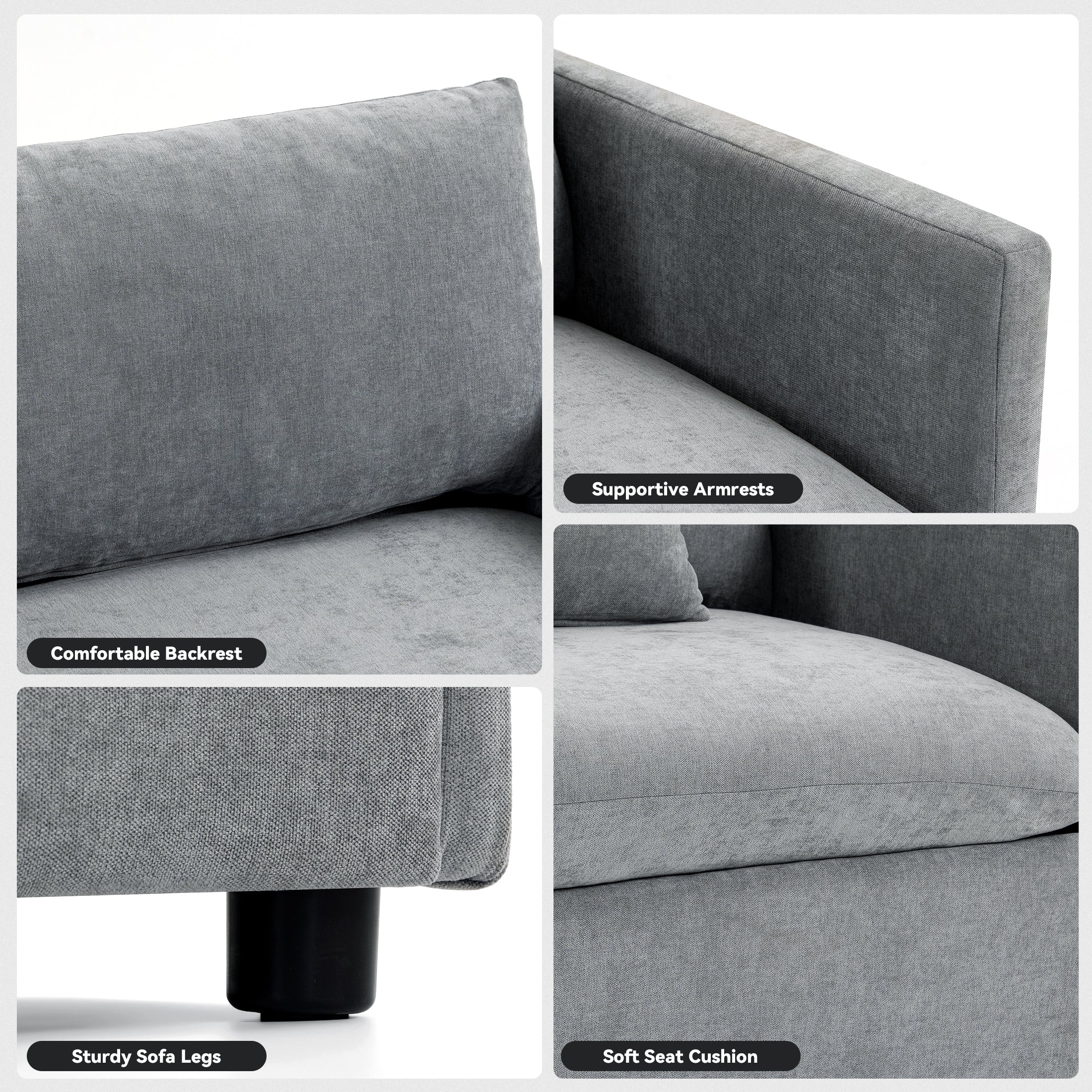 Culect Designer Minimalist Sofa NSD-01, Gray