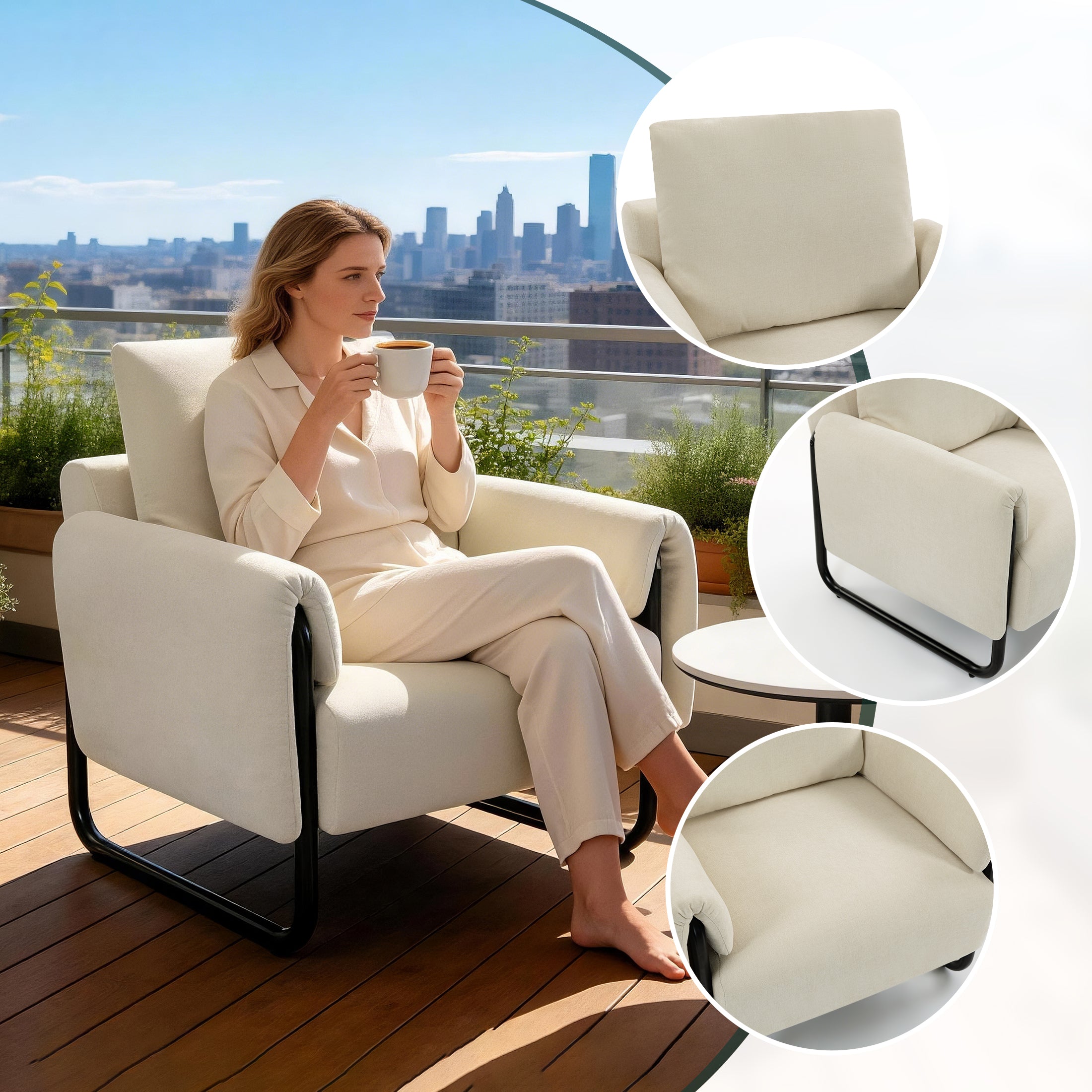 Iron-Frame Relaxation Chair ACS-04 Beige