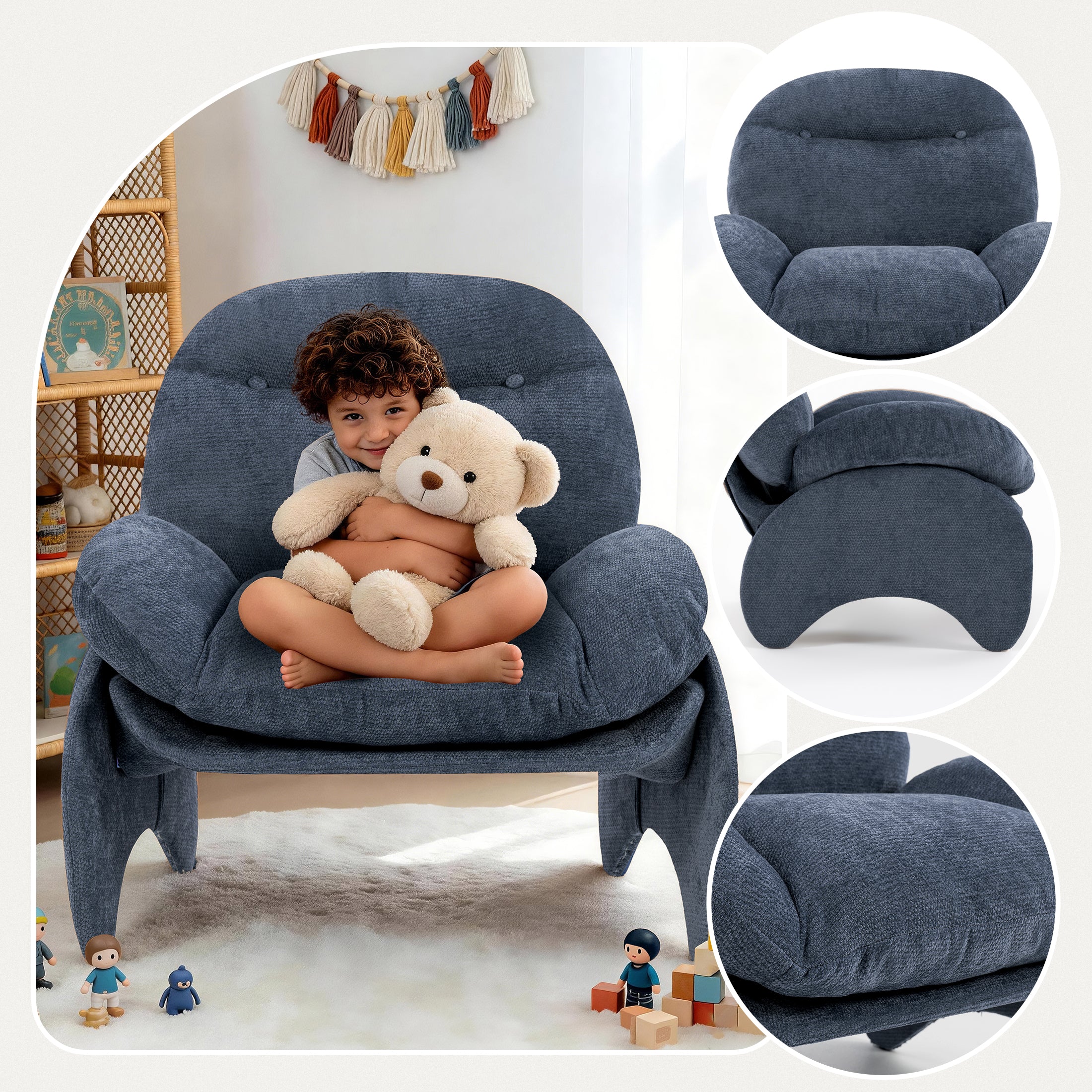 Stylish Crab-Shaped Lounge Chair ACS-05 Blue
