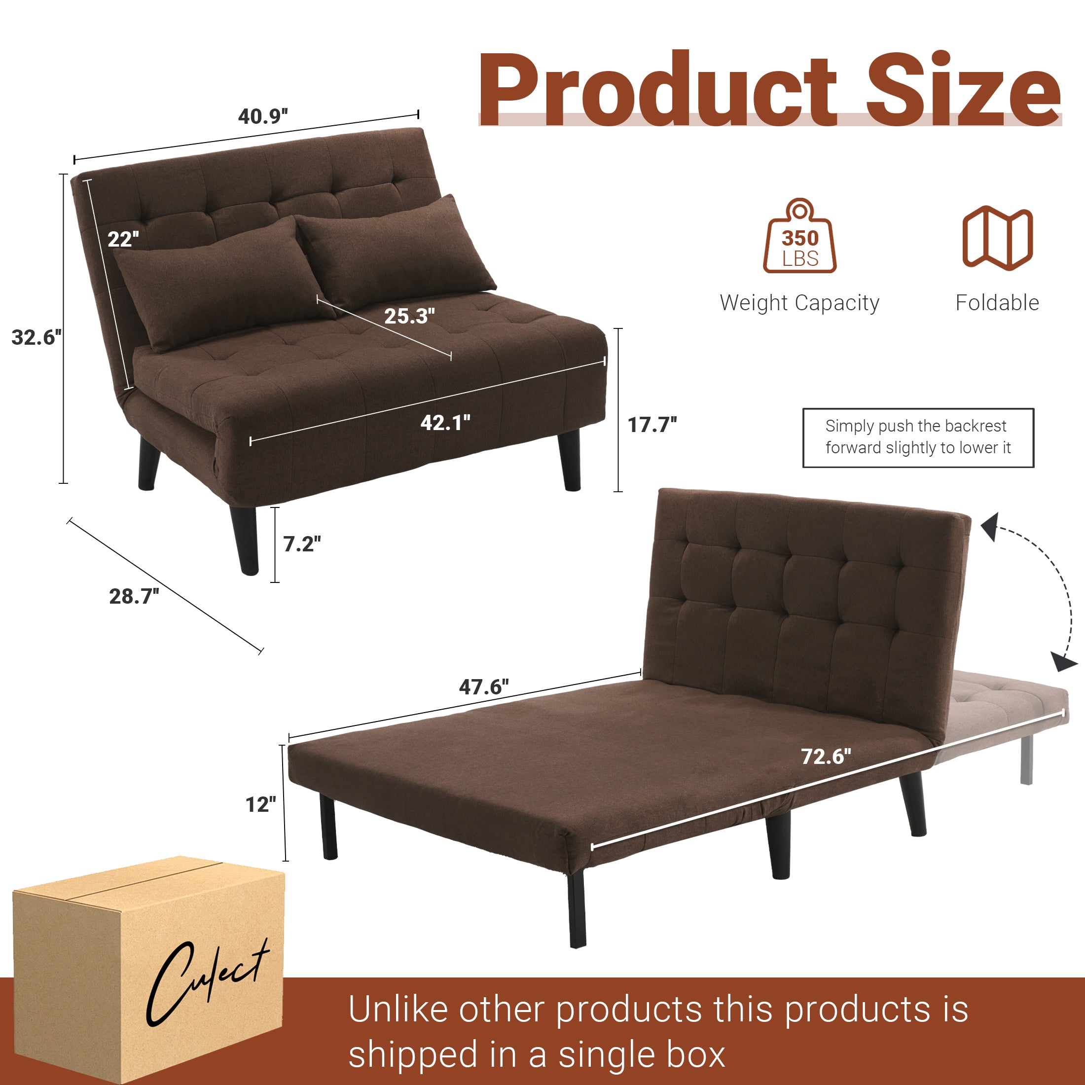 Two-Person Folding Sofa Bed CCD-01 Brown