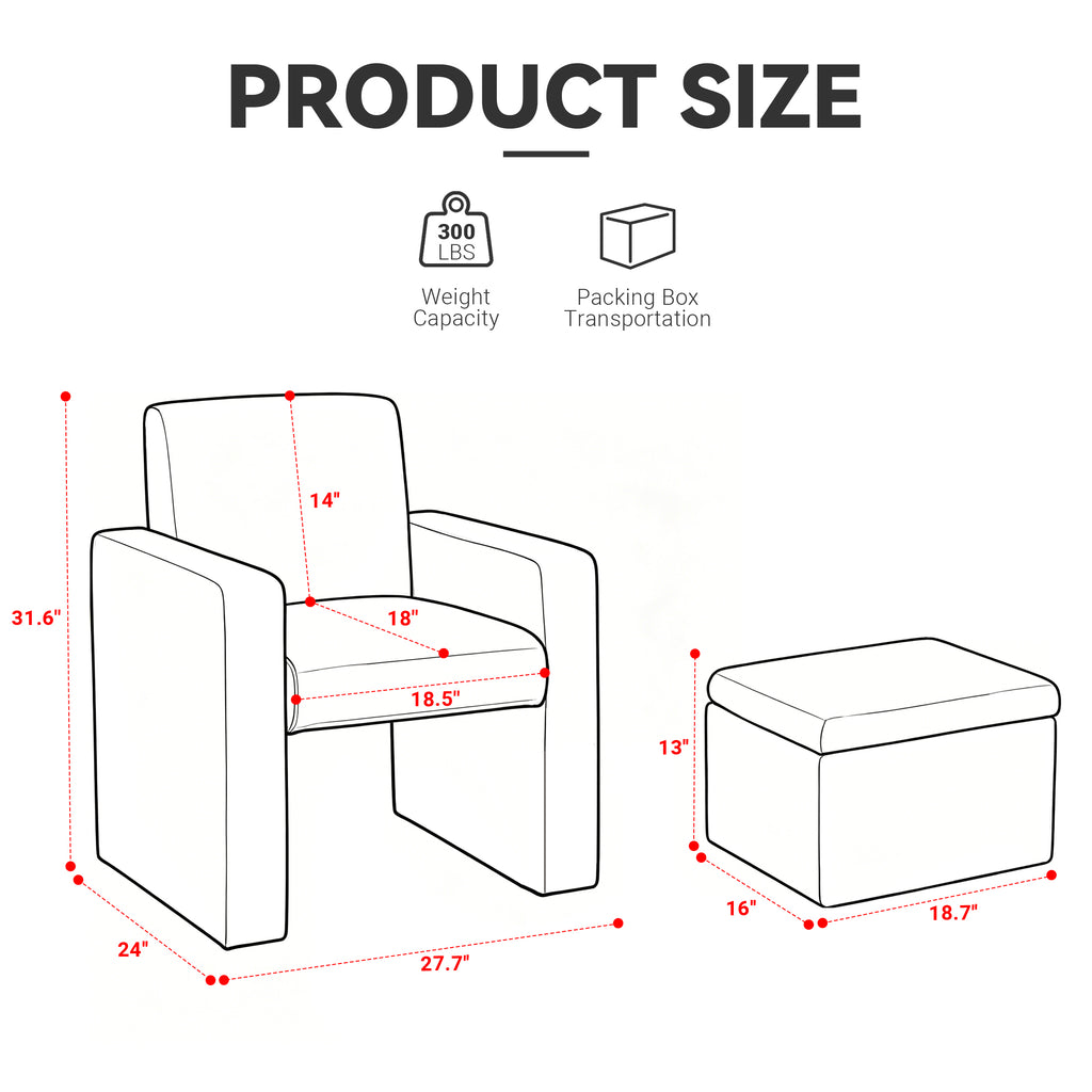 Culect Single Armchair with Storage Footrest ACSO-01 Brown