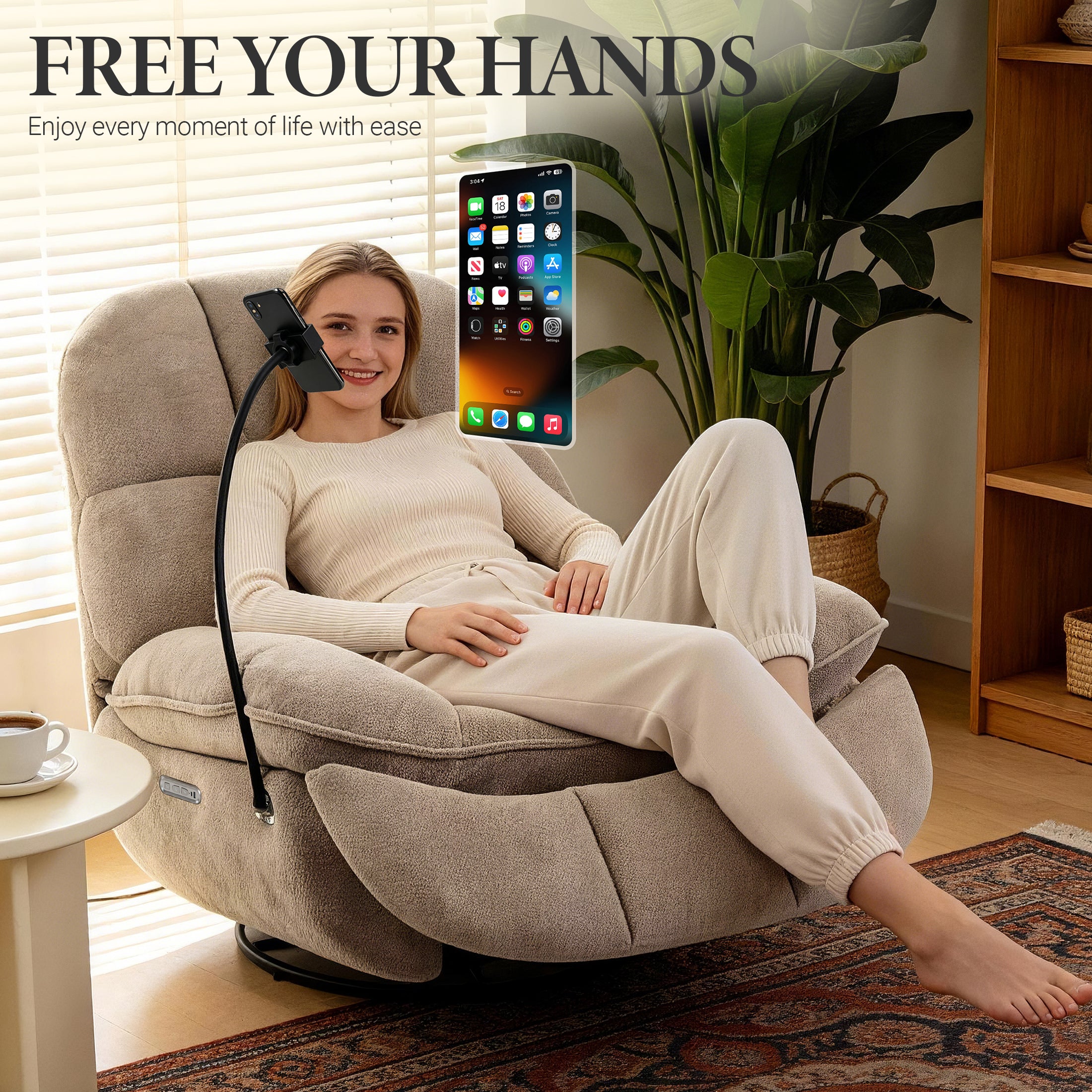 Culect Power Lift Recliner Chair with Bluetooth Speakers & RGB LED Lights ESW-01 Oat color