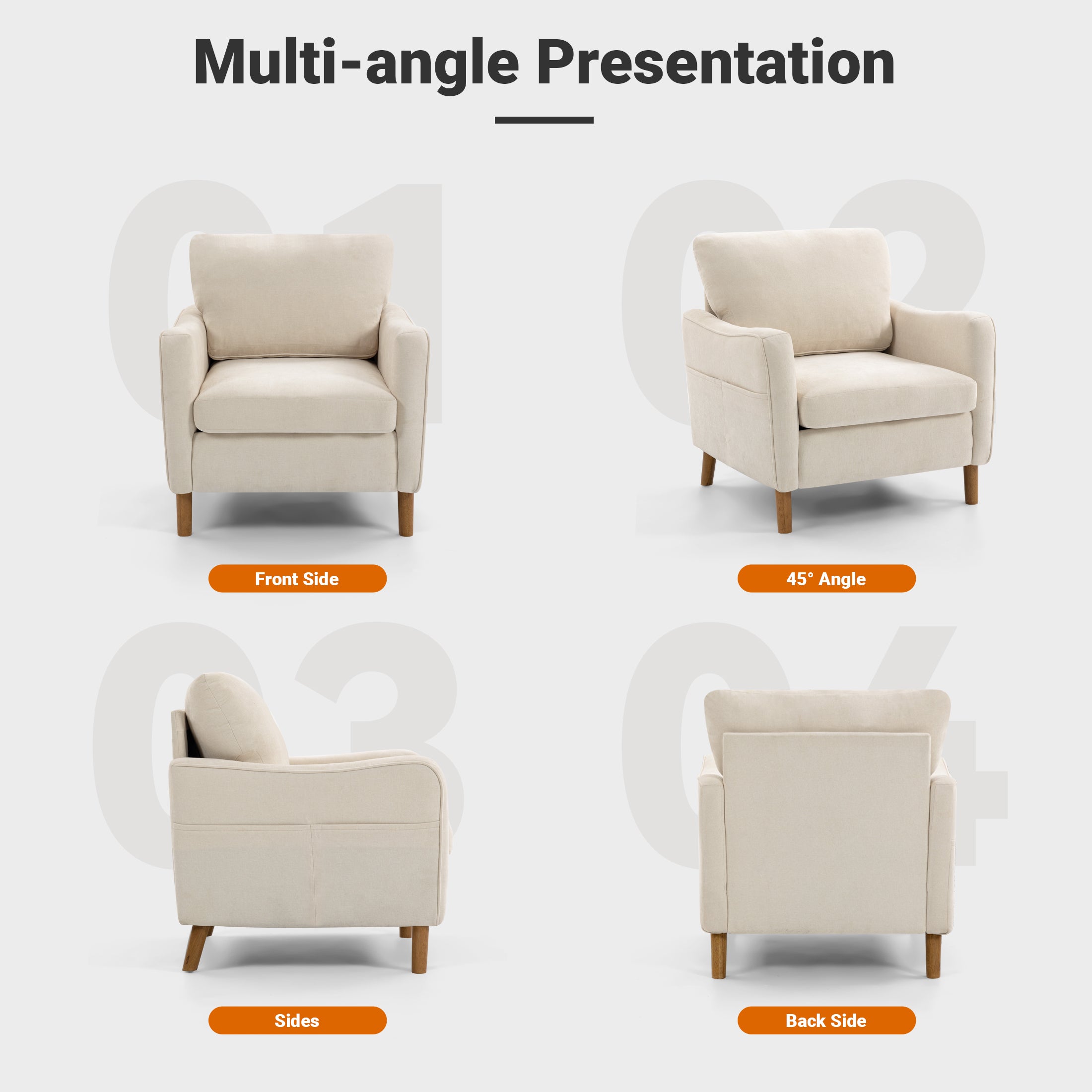 Comfortable Reading Chair for the Living Room or Study ACS-02 Beige