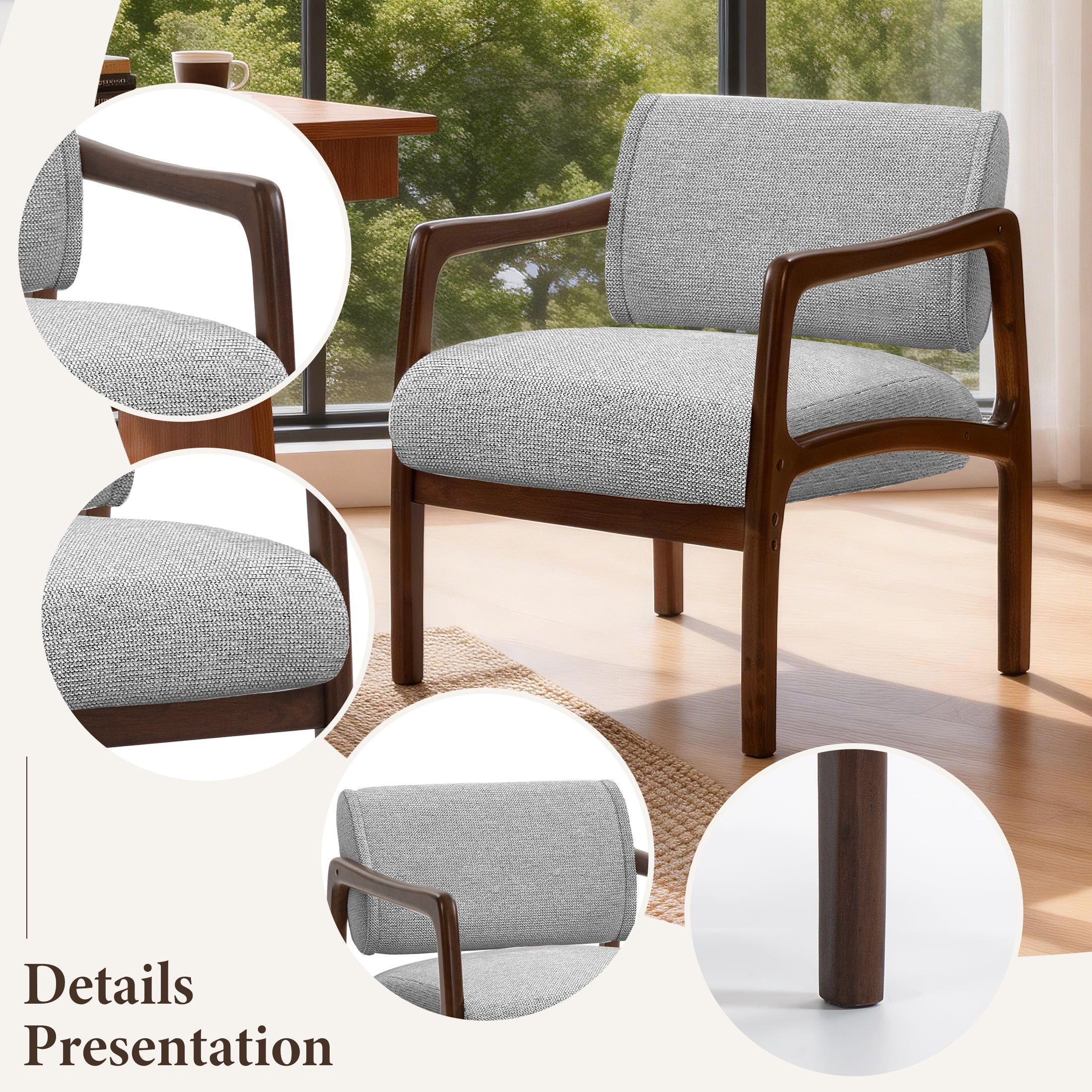 Linen-Backed 360° Swivel Recliner Chair ACW-01 Gray