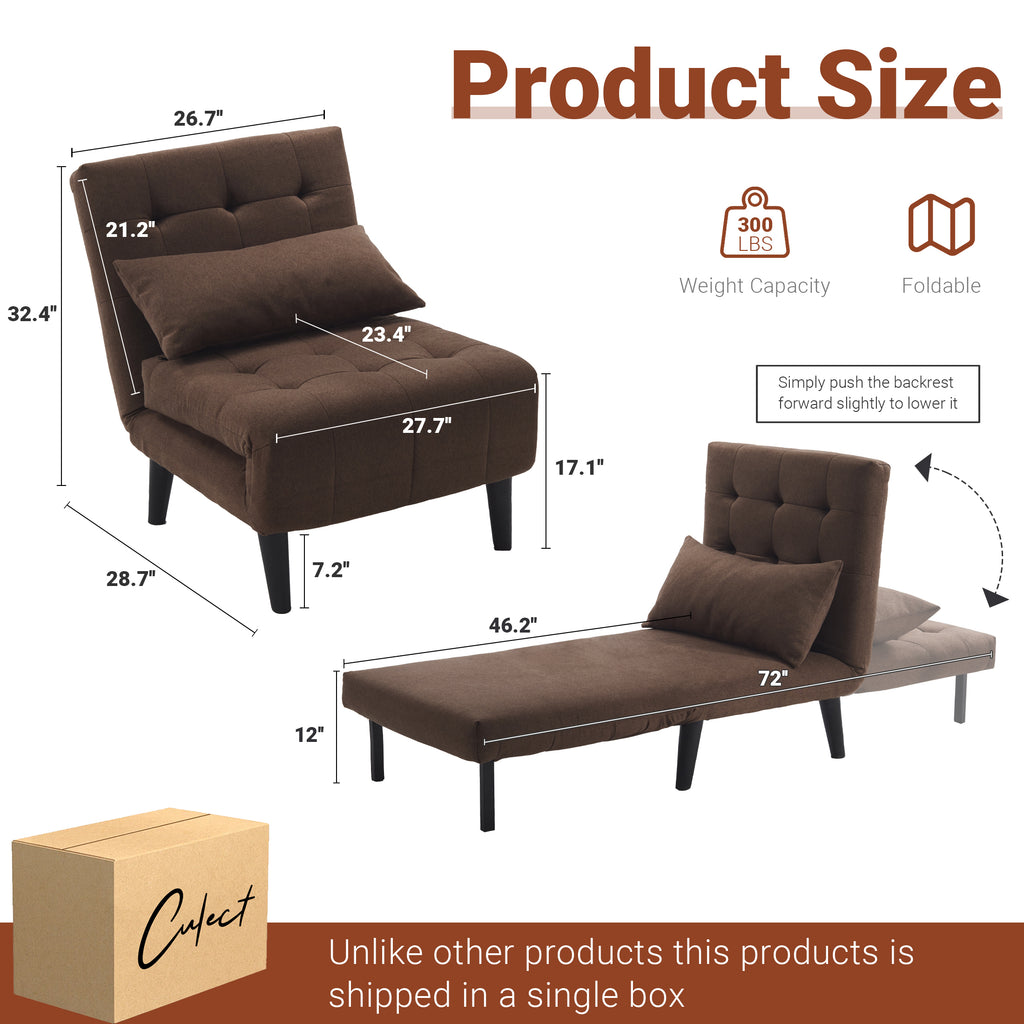 Single-Person Folding Sofa Bed CCS-01 Brown