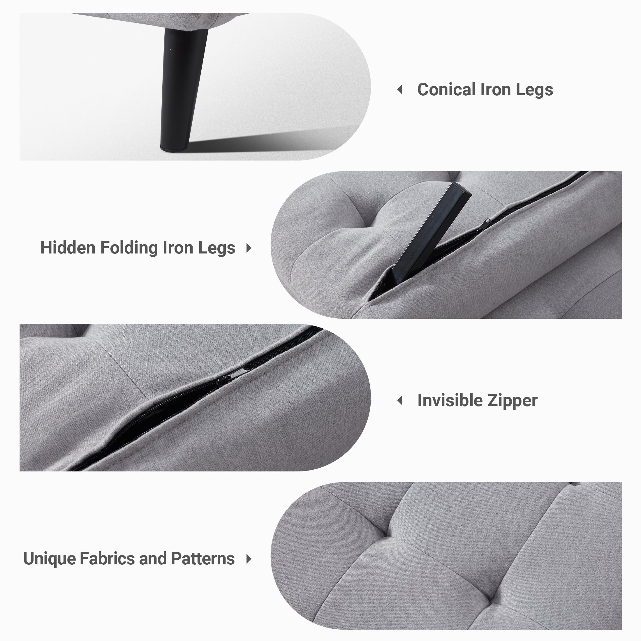 Single-Person Folding Sofa Bed CCS-01 Gray