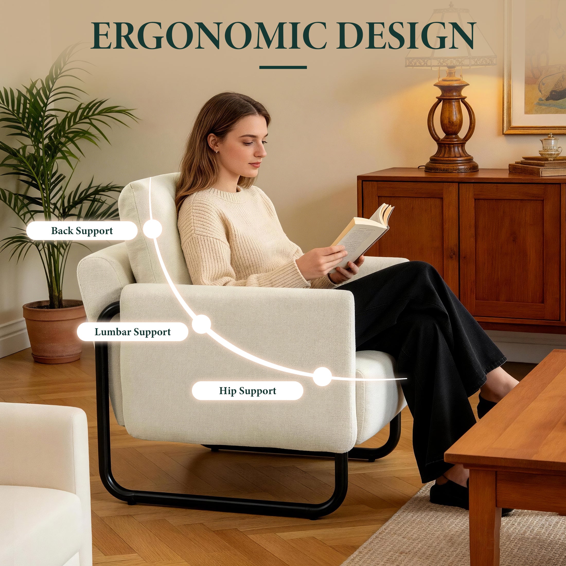 Iron-Frame Relaxation Chair ACS-04 Beige