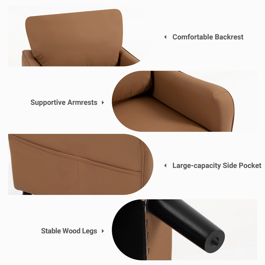 Comfortable Reading Chair for the Living Room or Study ACS-02 PU Brown