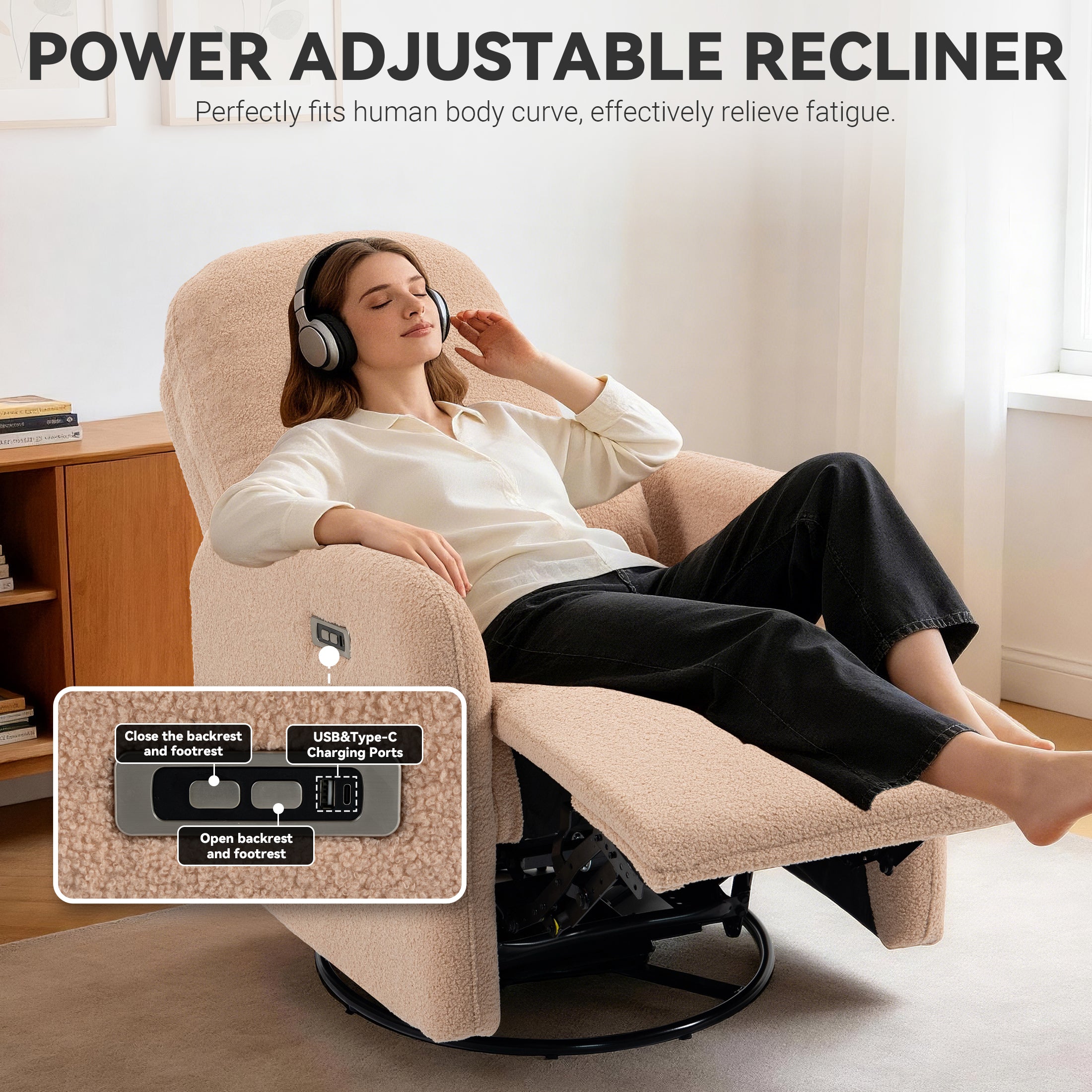 Culect 270 Swivel Rocker Recliner Chair ESS-01 Brown