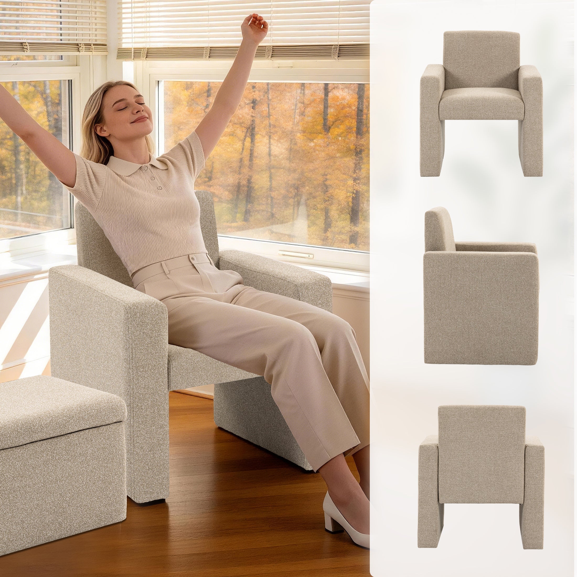 Culect Single Armchair with Storage Footrest ACSO-01 Brown
