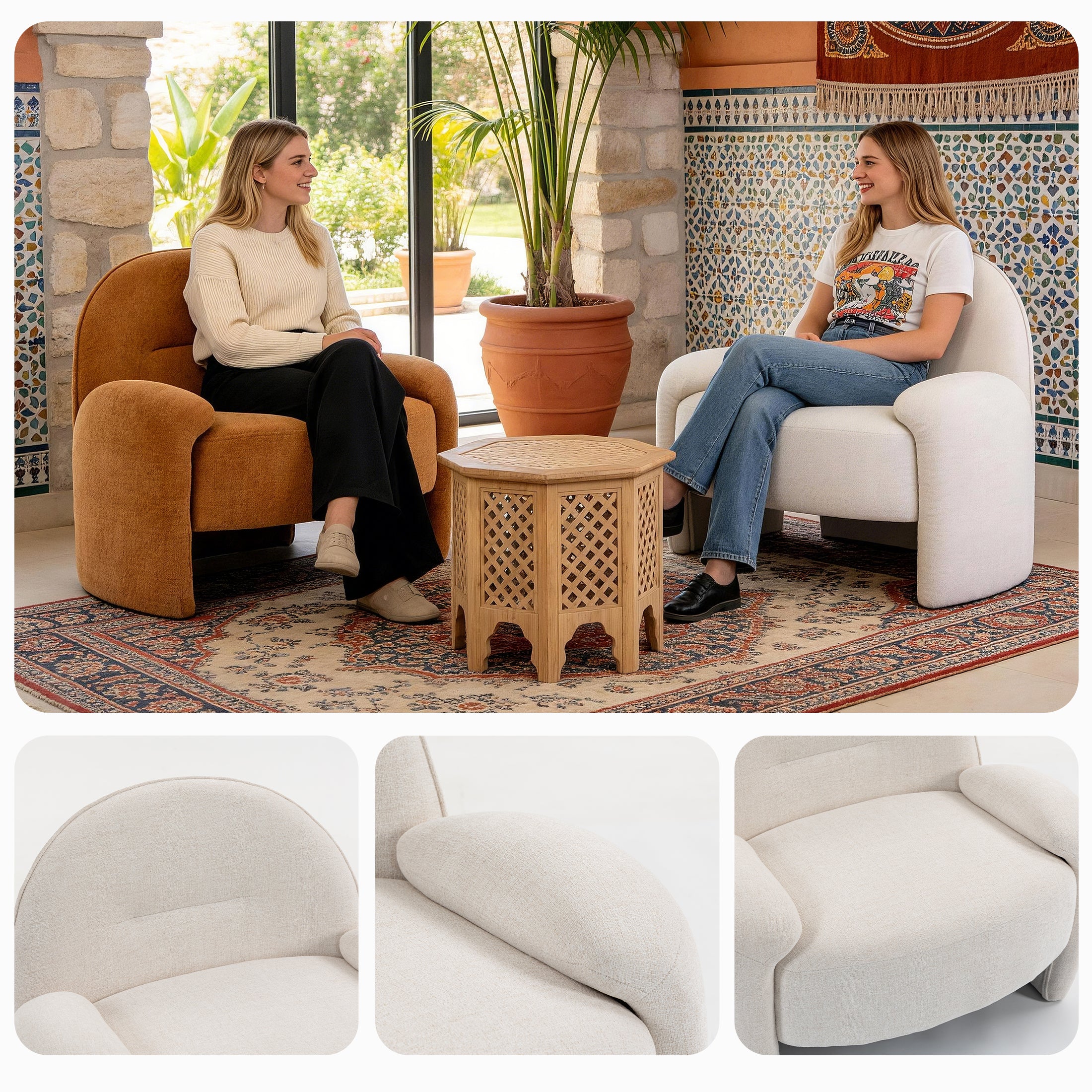 Designer Lounge Chair Set ACS-03 Beige