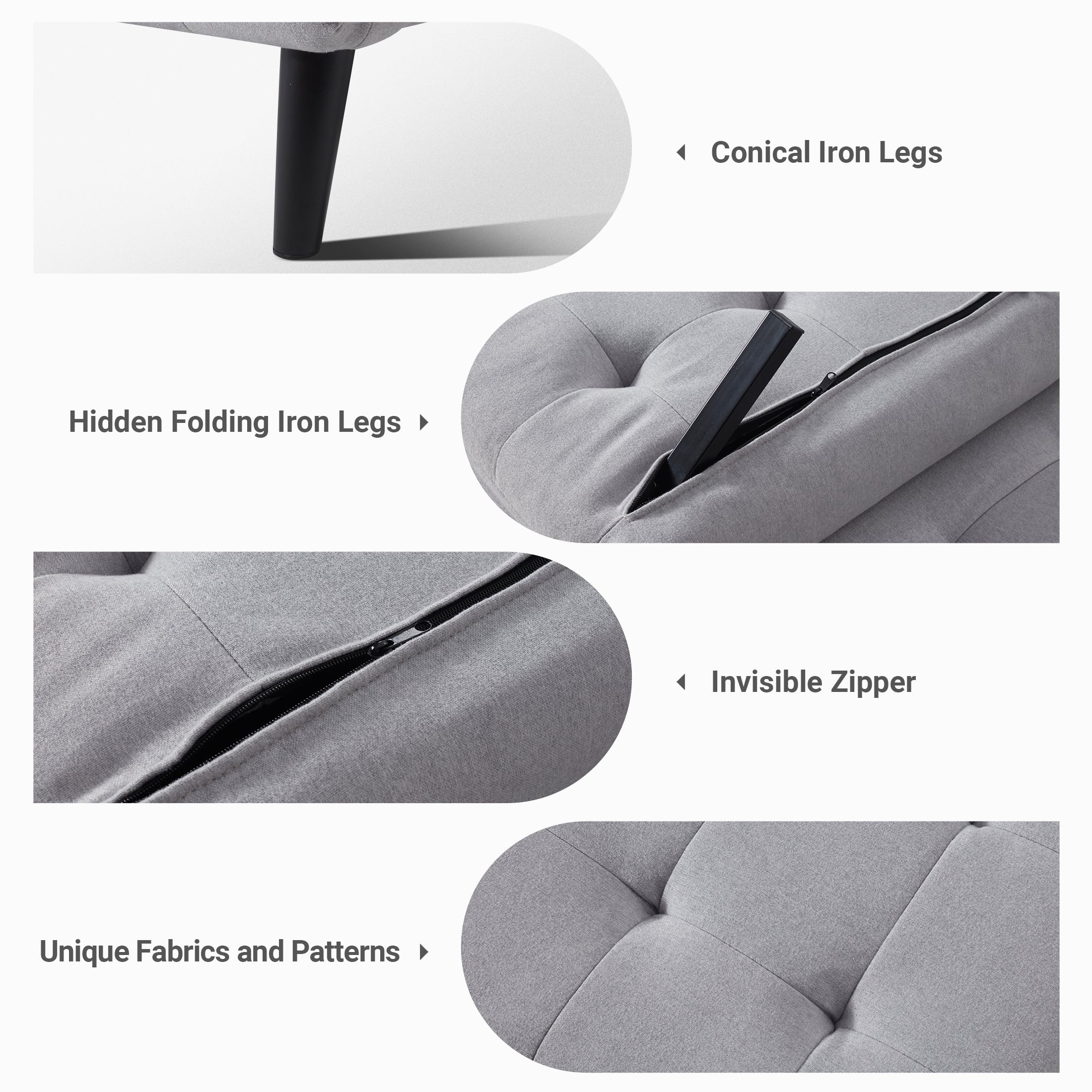 Two-Person Folding Sofa Bed CCD-01 Gray