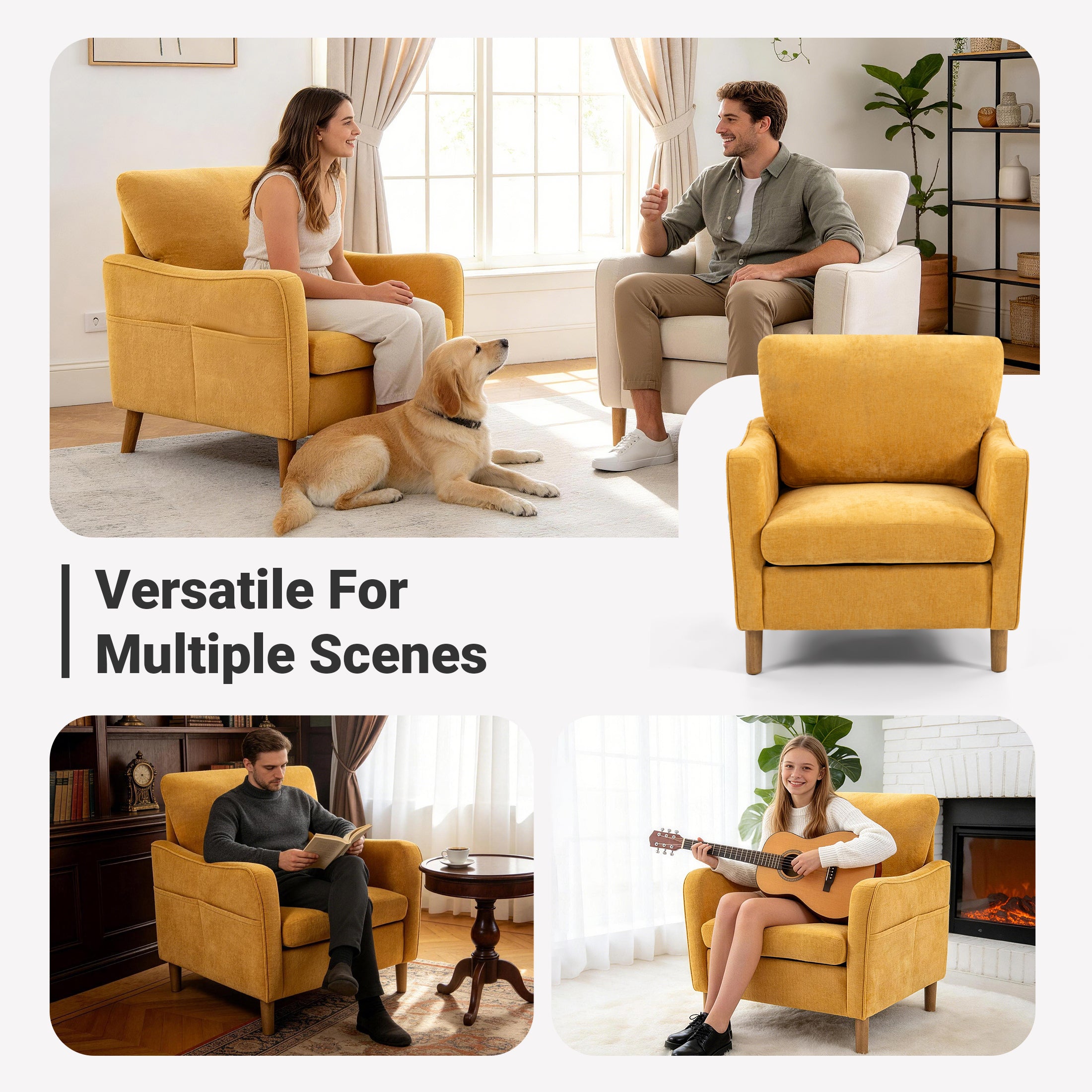 Comfortable Reading Chair for the Living Room or Study ACS-02 Yellow