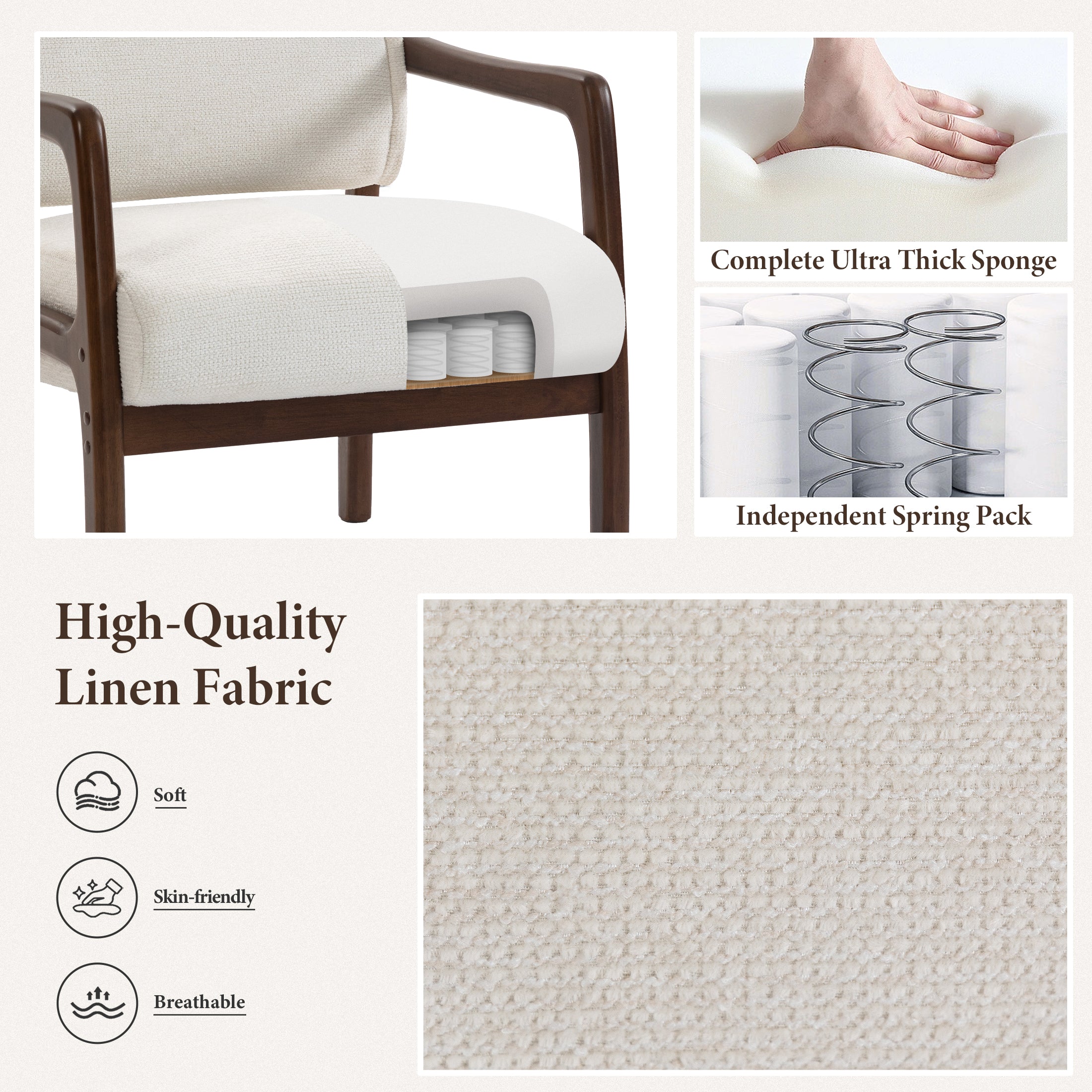 Linen-Backed 360° Swivel Recliner Chair ACW-01 White