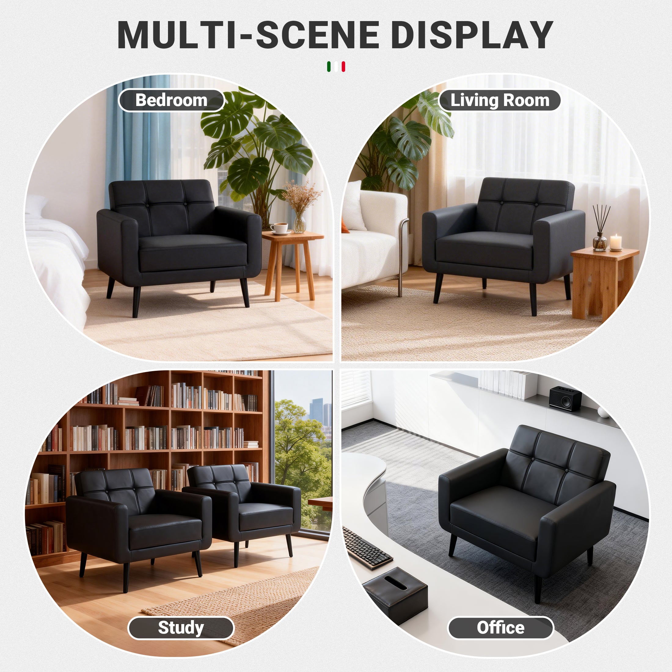 PU Leather Accent Chair ACS-01 Black