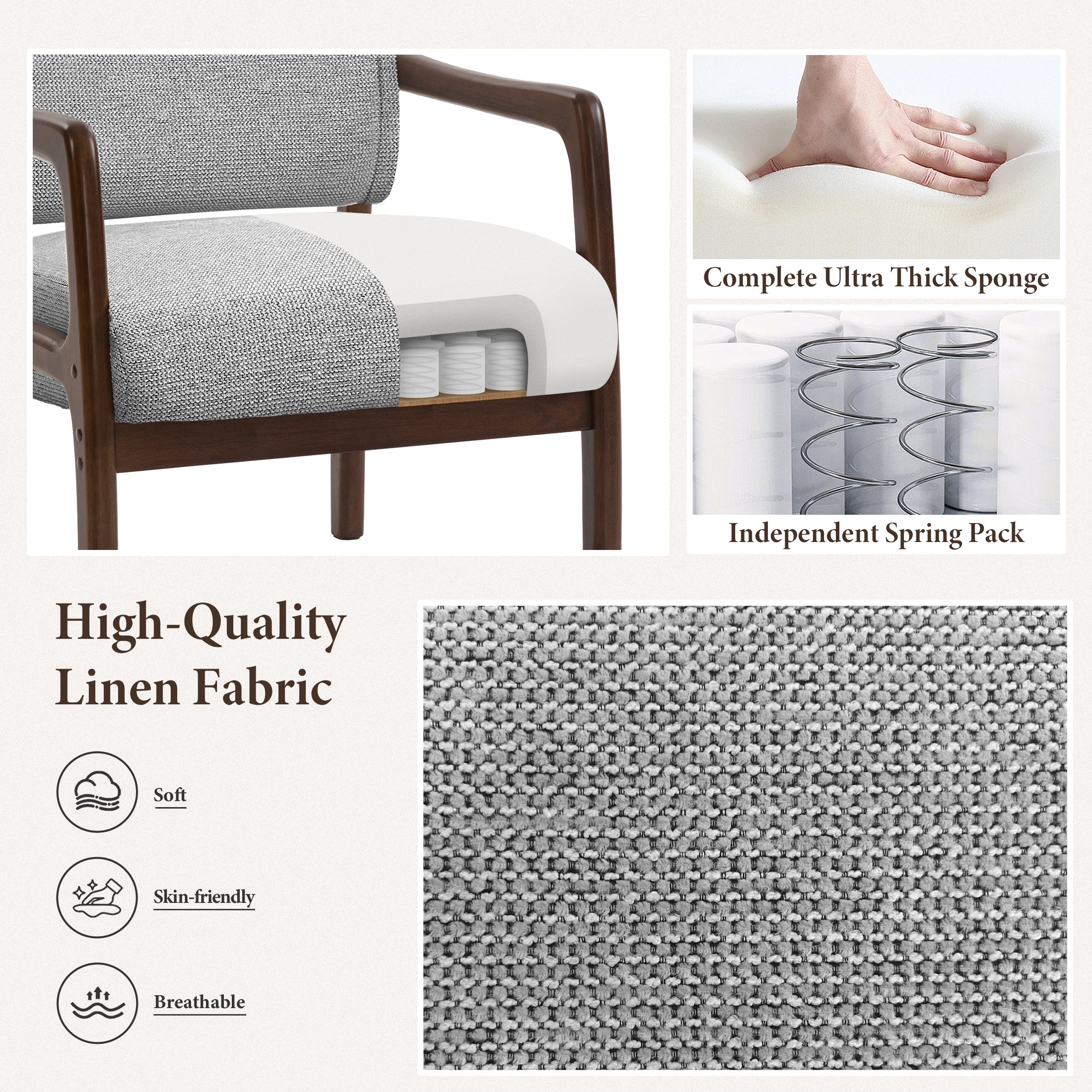 Linen-Backed 360° Swivel Recliner Chair ACW-01 Gray