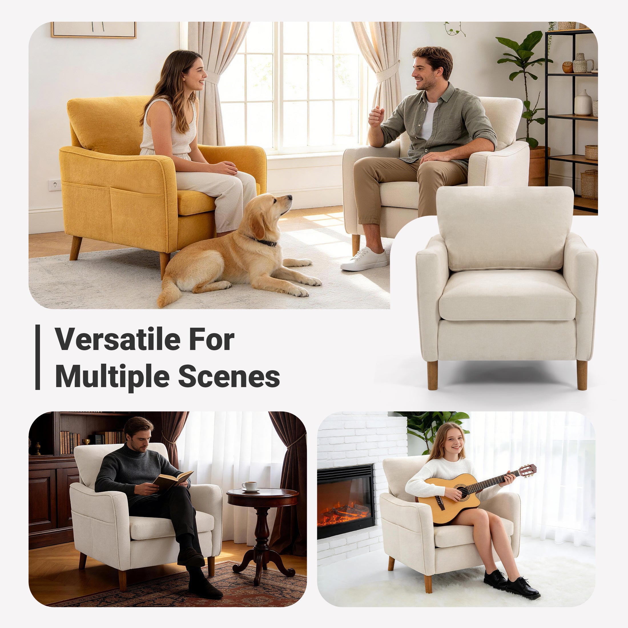 Comfortable Reading Chair for the Living Room or Study ACS-02 Beige