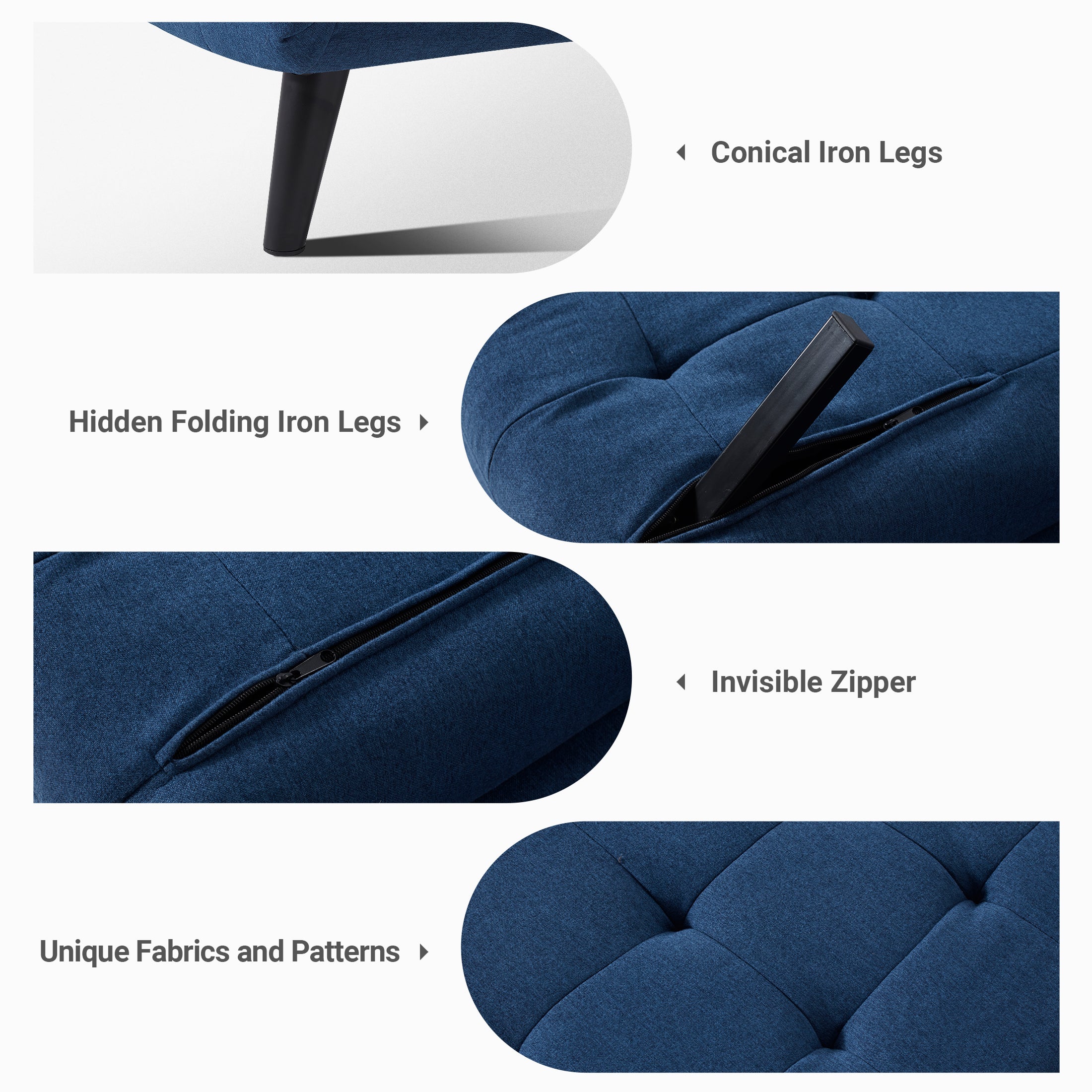 Single-Person Folding Sofa Bed CCS-01 Blue